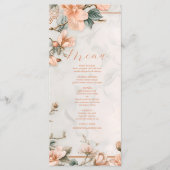 Elegant Bloemen  Ornament Lijst Bruiloft Menu (Voorkant)