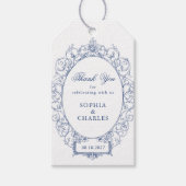 Elegant Bloemen Ornament Lijst Bruiloft Royal Blue Cadeaulabel (Voorkant)