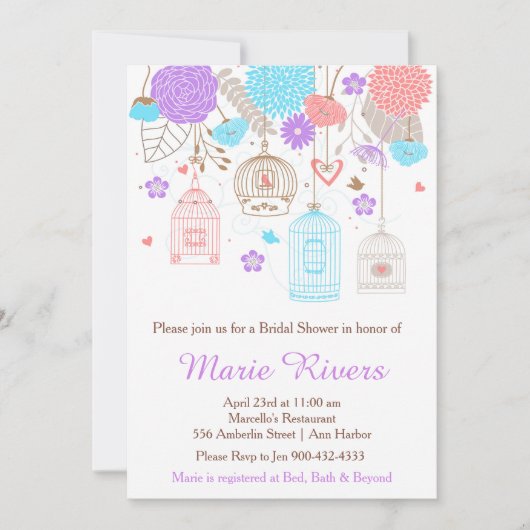 Elegant Bloemen Paarse en Blauwe Vrijgezellenfeest Kaart (Voorkant)