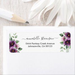 Elegant Bloemen Paarse Groene Bruiloft Etiket