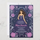 Elegant Bloemen Paarse Jurk Quinceañera Party Kaart (Voorkant)