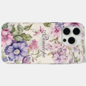 Elegant  Bloemen Paarse Roze Gepersonaliseerd Case-Mate iPhone Case (Achterkant (horizontaal))