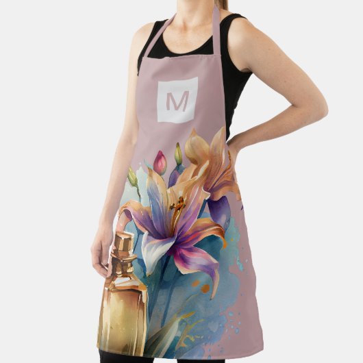 Elegant Bloemen Parfumflesje Stoffige Rozen Keuken Schort (Insitu)