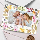 Elegant Bloemen Pasgeboren Foto baby Geboorte Aankondiging