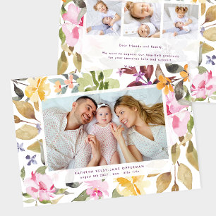 Elegant Bloemen Pasgeboren Foto baby Geboorte Aankondiging