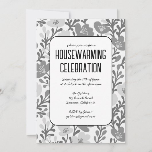 Elegant Bloemen Patroon Custom HOUSEWARMING PARTY Kaart (Voorkant)