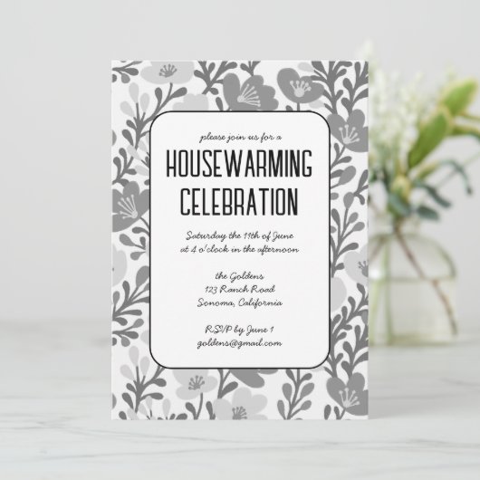 Elegant Bloemen Patroon Custom HOUSEWARMING PARTY Kaart (Staand voorkant)