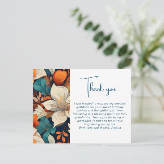 Elegant Bloemen Patroon Dank u Briefkaart (Staand voorkant)