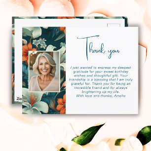 Elegant Bloemen Patroon Foto Dank u Briefkaart