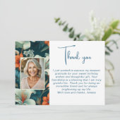 Elegant Bloemen Patroon Foto Verjaardag Bedankkaart (Staand voorkant)