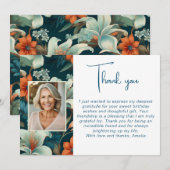 Elegant Bloemen Patroon Foto Verjaardag Bedankkaart (Voorkant / Achterkant)