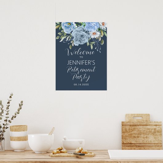 Elegant Bloemen Pensioen Partij Welkomstbord Poster (Keuken)