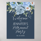 Elegant Bloemen Pensioen Partij Welkomstbord Poster (Voorkant)
