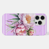 Elegant Bloemen Peony iPhone15 Pro MaxCase - Lila iPhone Hoesje (Achterkant horizontaal)