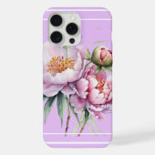 Elegant Bloemen Peony iPhone15 Pro MaxCase - Lila iPhone Hoesje (Achterkant)