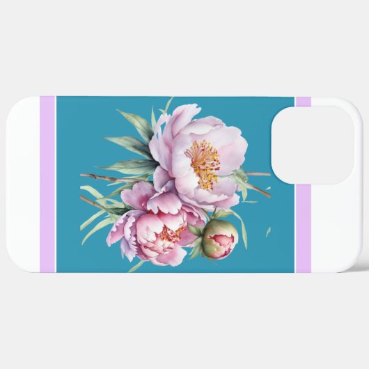 Elegant Bloemen Peony iPhone 12 Pro Max Hoesje Bla (Achterkant (horizontaal))