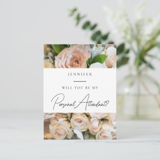 Elegant Bloemen Persoonlijke Attendant Voorstel Briefkaart (Staand voorkant)