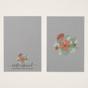Elegant Bloemen Poppy Oorbel Ketting Kraft Visitekaartje