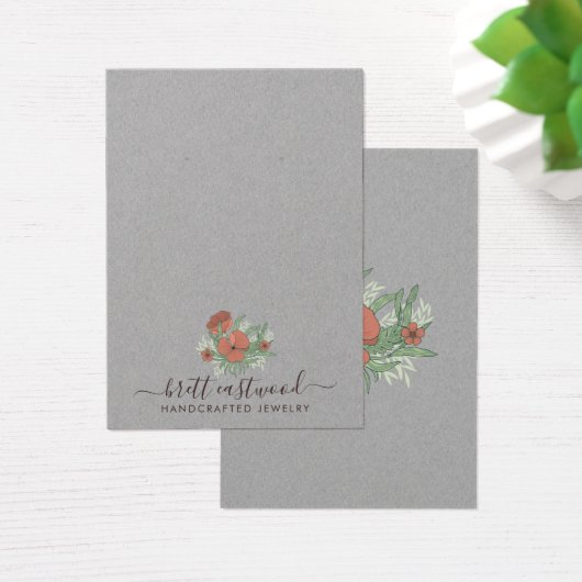 Elegant Bloemen Poppy Oorbel Ketting Kraft Visitekaartje (Bureau)