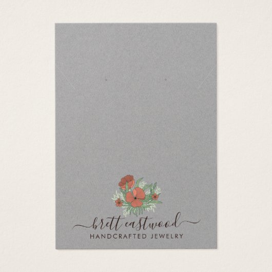 Elegant Bloemen Poppy Oorbel Ketting Kraft Visitekaartje (Voorkant)