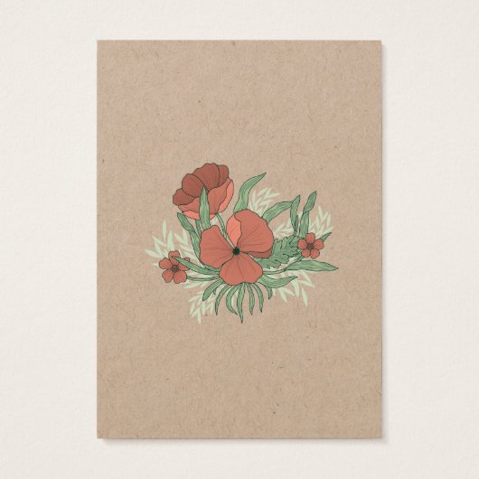 Elegant Bloemen Poppy Oorbel Ketting Kraft Visitekaartje (Achterkant)