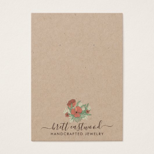 Elegant Bloemen Poppy Oorbel Ketting Kraft Visitekaartje (Voorkant)