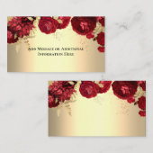 Elegant Bloemen Rood Goud Informatiekaartje (Voorkant / Achterkant)