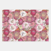 Elegant Bloemen Rood & Roze Bloemen Patroon Thema Inpakpapier Vel (Voorkant)