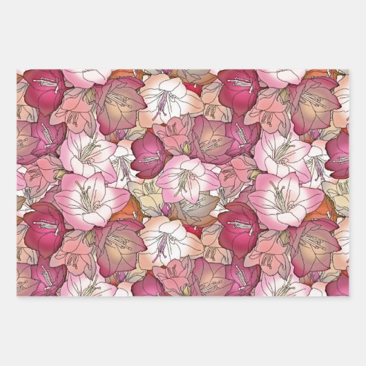 Elegant Bloemen Rood & Roze Bloemen Patroon Thema Inpakpapier Vel (Voorkant)