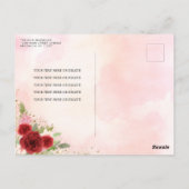 Elegant Bloemen Rood Roze Goud Tiara Quinceañera Briefkaart (Achterkant)