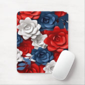 Elegant Bloemen Rood Wit Blauw Bloemen Tuin Ontwer Muismat (Met muis)
