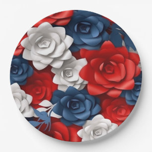 Elegant Bloemen Rood Wit Blauw Bloemen Tuin Ontwer Papieren Bordje