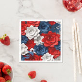Elegant Bloemen Rood Wit Blauw Bloemen Tuin Ontwer Servet (Insitu)