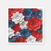 Elegant Bloemen Rood Wit Blauw Bloemen Tuin Ontwer Servet (Voorkant)