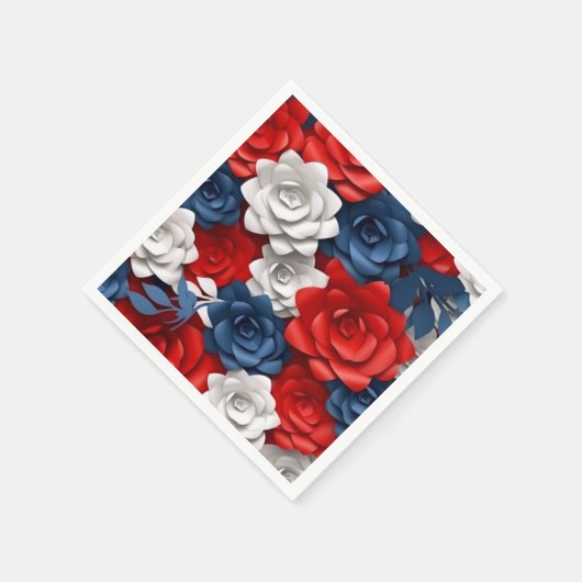 Elegant Bloemen Rood Wit Blauw Bloemen Tuin Ontwer Servet (Hoek)