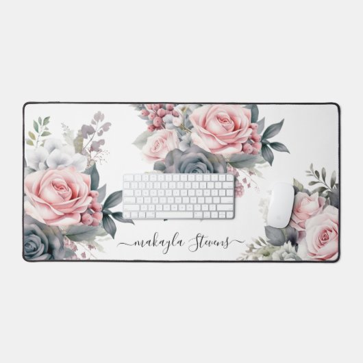 Elegant Bloemen Roos Aangepaste naam Bureaumat (Keyboard & Muis)