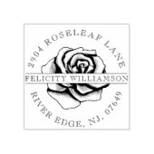 Elegant Bloemen Roos Bloesem Bloemen Crest Adres Rubberstempel (Afrduk)