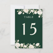 Elegant Bloemen Roos Donkergroen Tafelnummer Kaart (Voorkant)