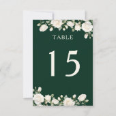 Elegant Bloemen Roos Donkergroen Tafelnummer Kaart (Achterkant)