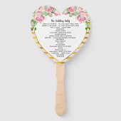 Elegant Bloemen Roos Goud Roze Hart Vorm Handwaaier (Achterkant)