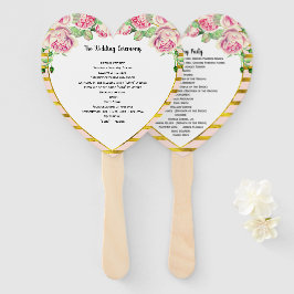 Elegant Bloemen Roos Goud Roze Hart Vorm Handwaaier