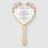 Elegant Bloemen Roos Goud Roze Hart Vorm Handwaaier (Voorkant)