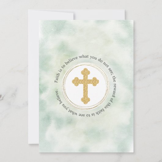 Elegant Bloemen Roos Gouden Kruis Bevestiging Kaart (Achterkant)