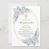 Elegant Bloemen Roos Gouden Kruis Bevestiging Kaart (Voorkant)