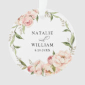 Elegant Bloemen Roos Roze Bruiloft Ornament (voorkant)