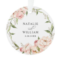 Elegant Bloemen Roos Roze Bruiloft Ornament