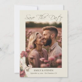 Elegant Bloemen Roos Taupe Foto's Bewaar de datum Save The Date