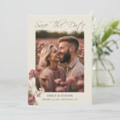 Elegant Bloemen Roos Taupe Foto's Bewaar de datum Save The Date (Staand voorkant)