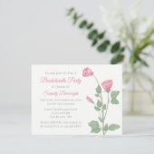 Elegant Bloemen Roze Bloemen Bachelorette Party Kaart (Staand voorkant)