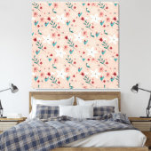 Elegant Bloemen Roze Canvas Afdruk (Insitu (Slaapkamer))
